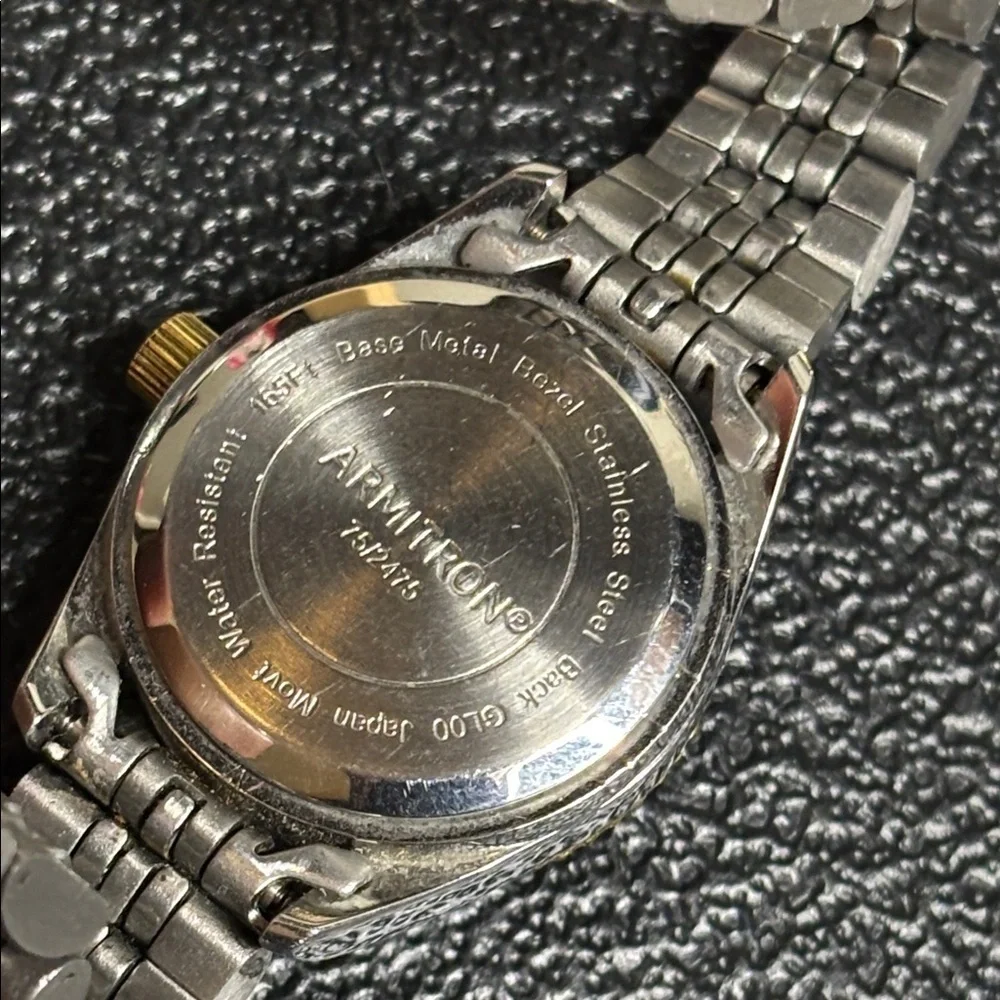 Armitron Two Tone Rhinestone WORKING Dainty Feminine Every Day Watch
